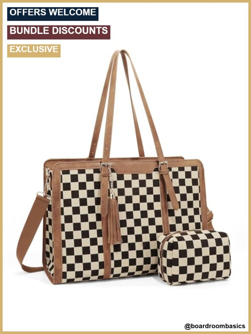Checkered Tote Bag Large Laptop Tote Shoulder Purse Work Travel